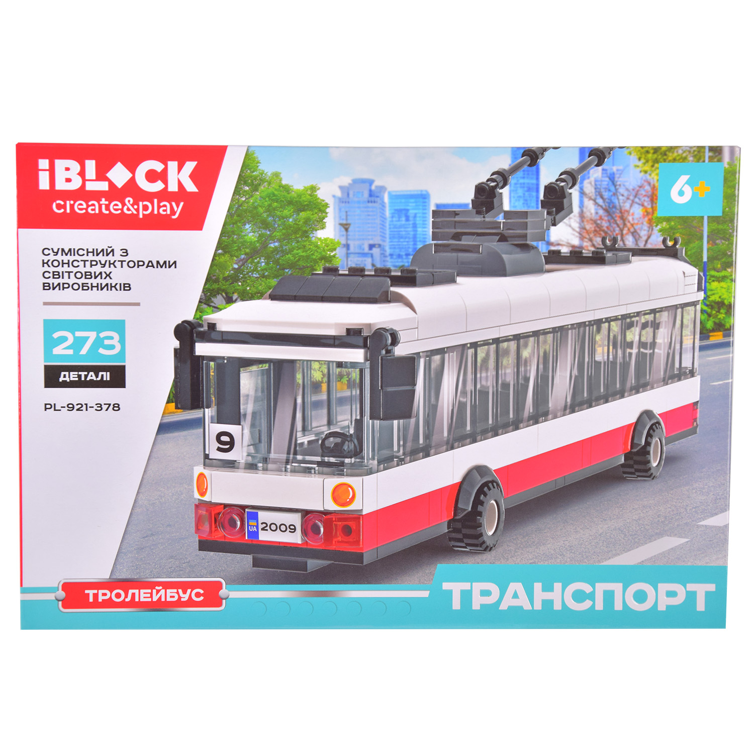 Акция на Конструктор IBLOCK Транспорт Тролейбус білий (PL-921-378) от Будинок іграшок