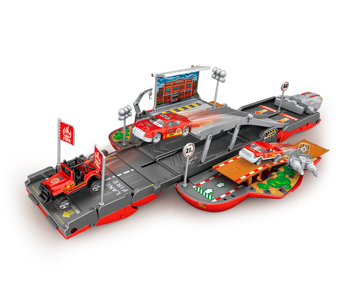 Акція на Ігровий набір Lunatik Авто трансформер Пожежна (LNK-RTF0695) від Будинок іграшок