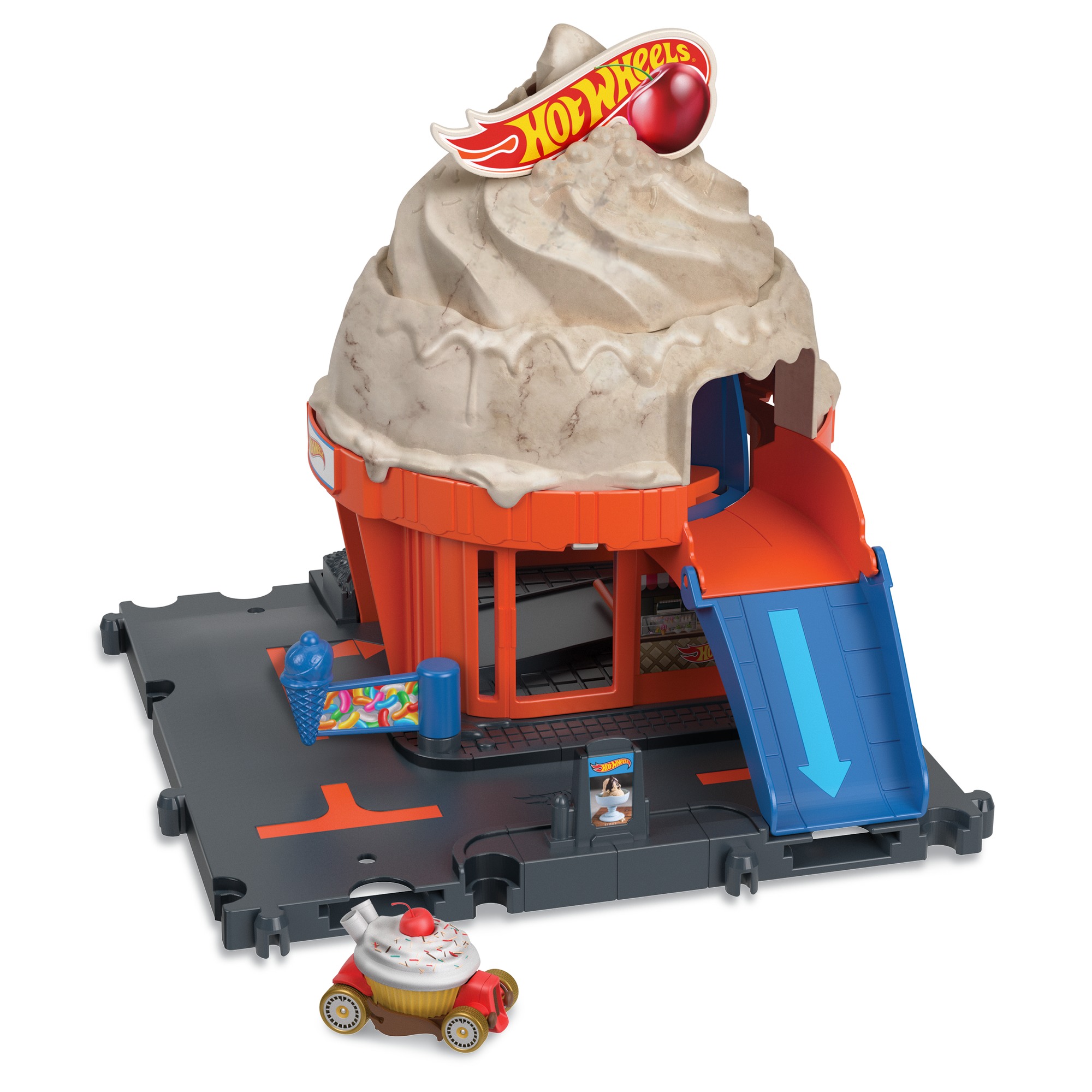 Акция на Ігровий набір Hot Wheels City Пригоди в магазині морозива (HKX38) от Будинок іграшок