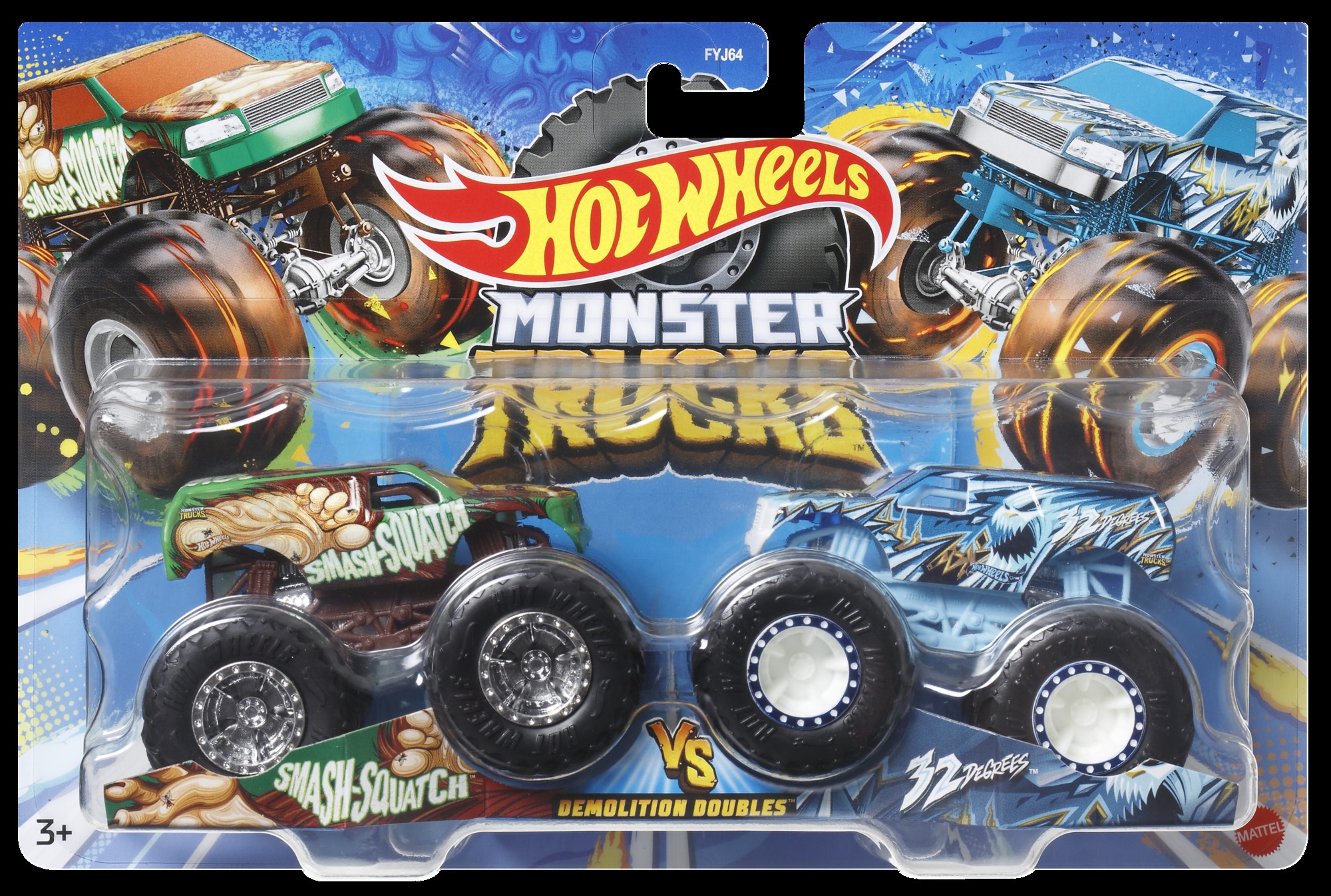 

Набір машинок Hot Wheels Monster Trucks Smash-squatch vs 32Degrees (FYJ64/HLT65)