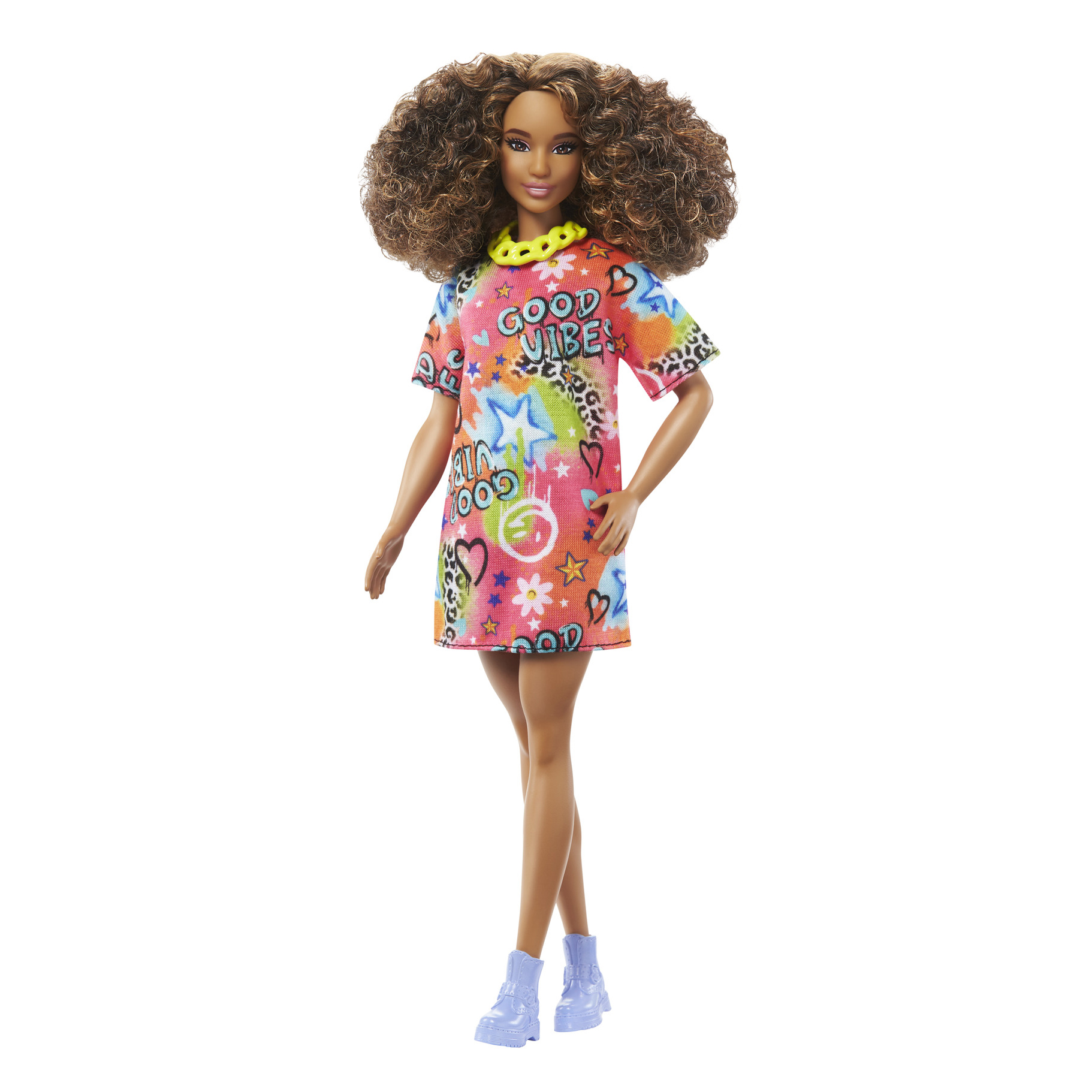 Акція на ​Лялька Barbie Fashionistas в яскравій сукні-футболці (HPF77) від Будинок іграшок