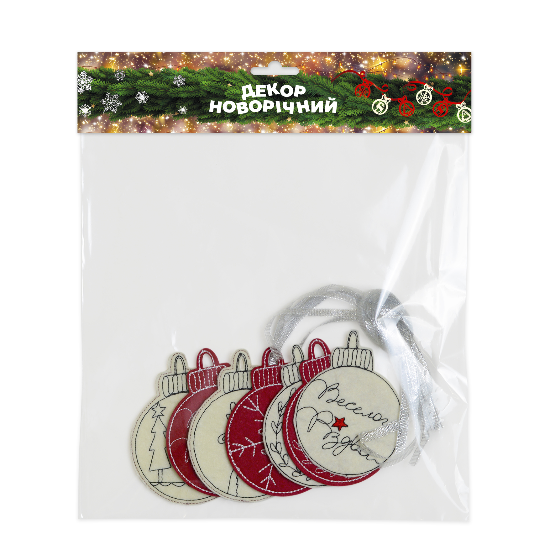 

Новорічний декор WP Merchandise Кульки з вишивкою (FWPNYBALL22RDML01)