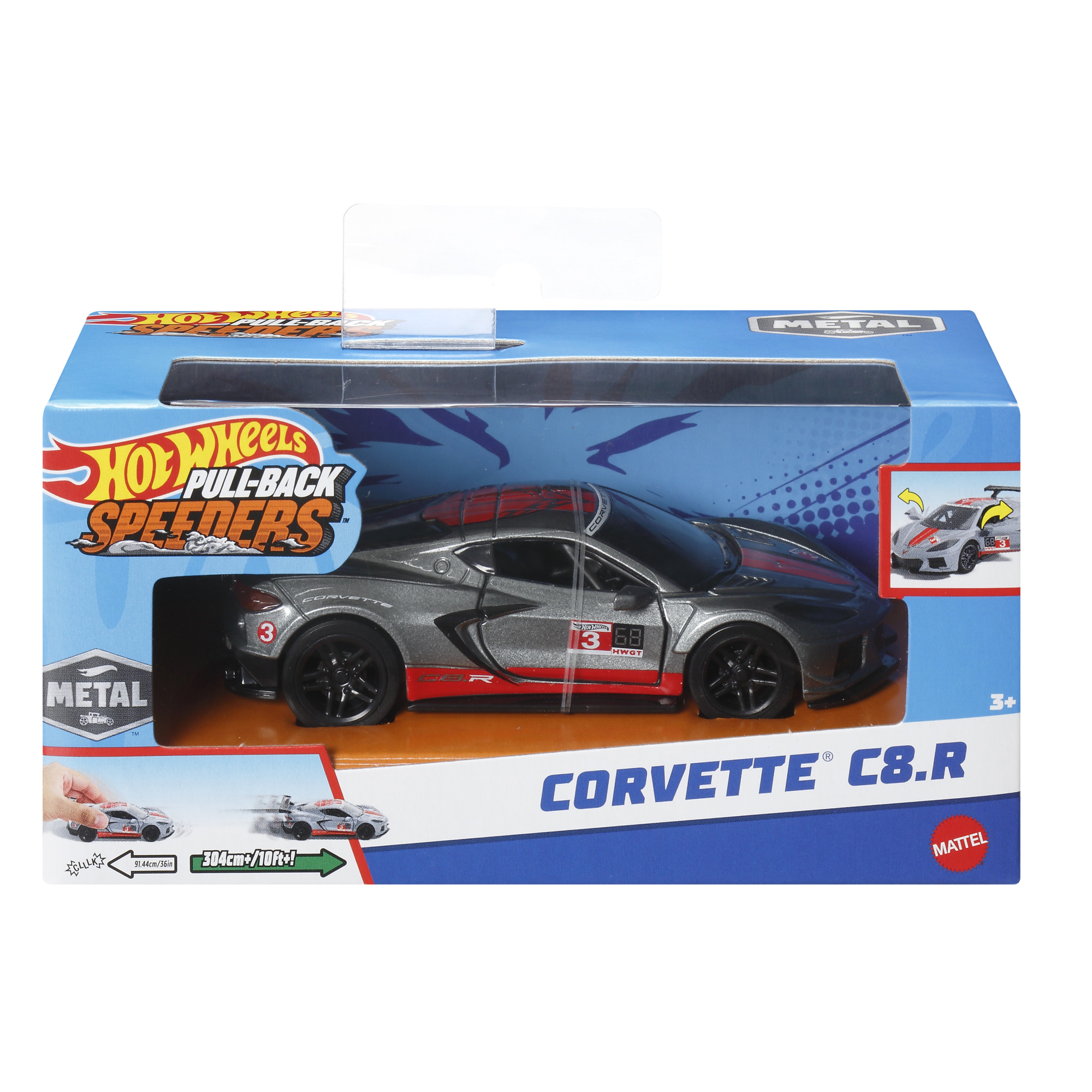 Акція на Автомодель Hot Wheels ​Pull-back speeders Corvette C8.R (HPR70/9) від Будинок іграшок