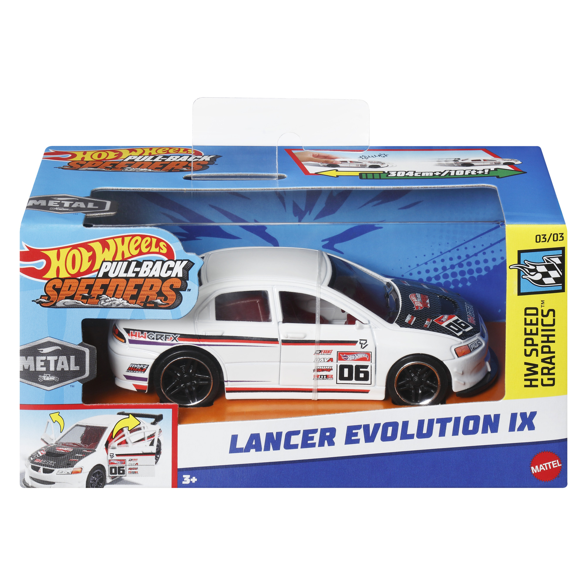 Акция на ​Автомодель Hot Wheels Pull-back speeders Lancer Evolution IX (HPR70/14) от Будинок іграшок