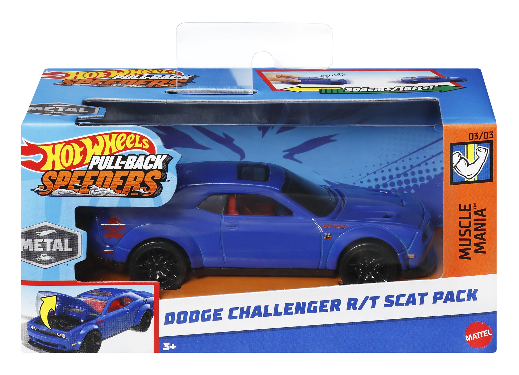 Автомодель Hot Wheels Pull-back speeders Dodge challenger R/T Scat