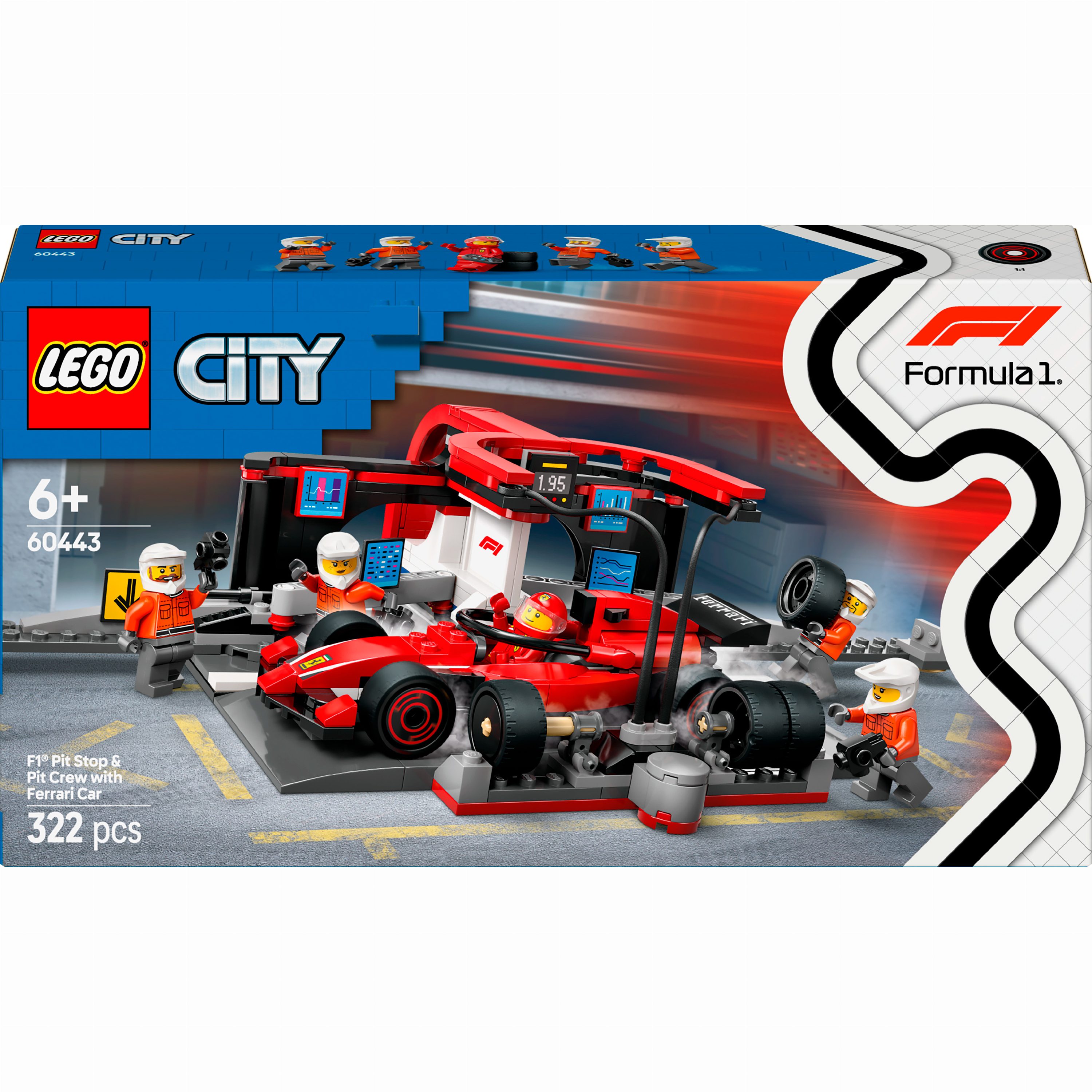 Конструктор LEGO City Піт-стоп і піт-екіпаж F1 з болідом Ferrari