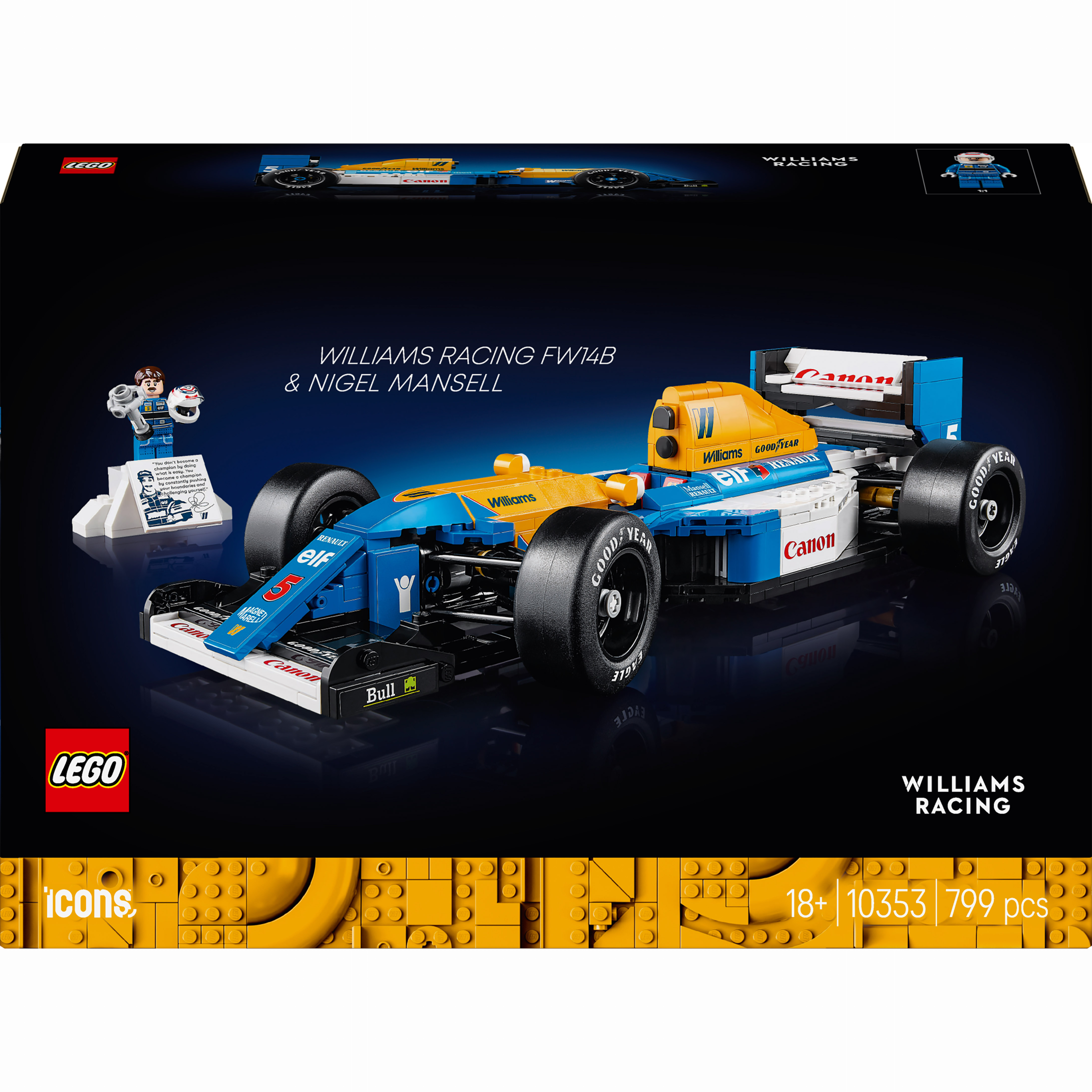 Конструктор LEGO Icons Williams Racing FW14B и Найджел Мэнселл