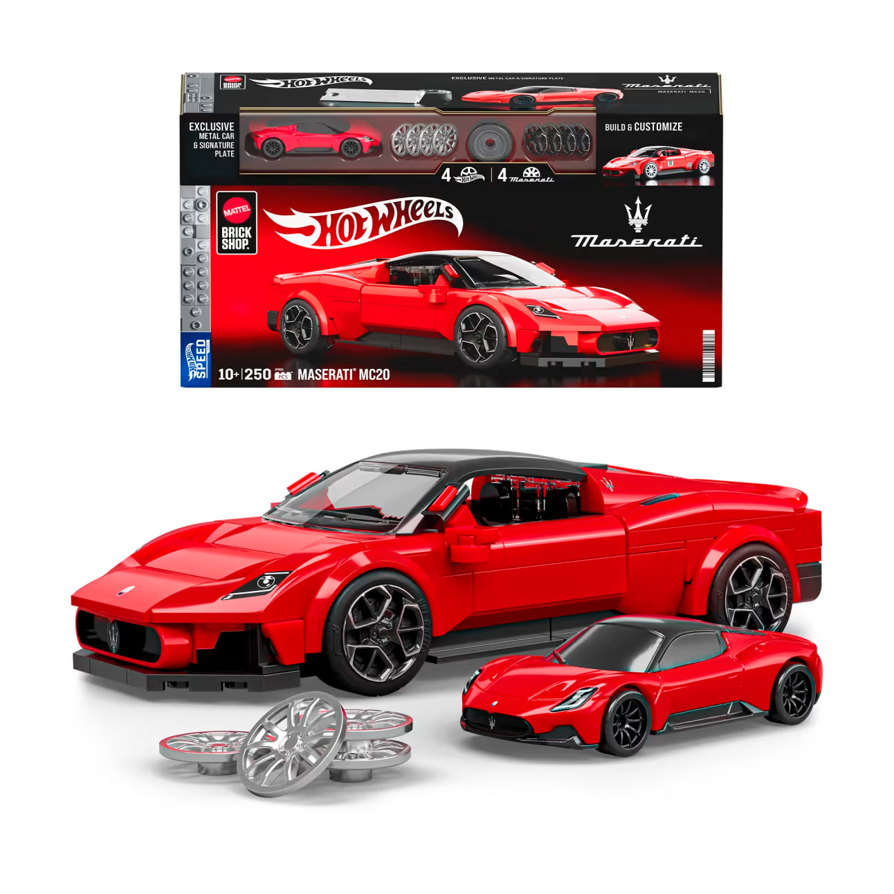 Конструктор Hot Wheels Brick Shop Speed Maserati MC20 250 деталей