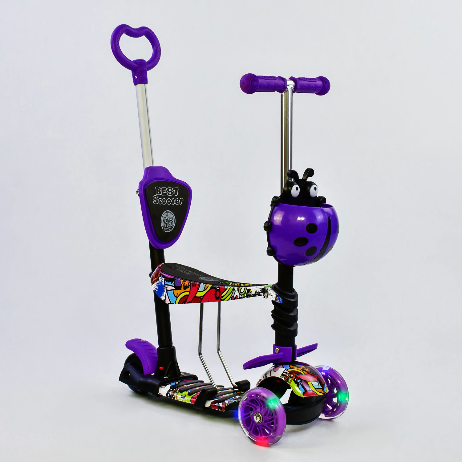Самокат 5в1 Best Scooter (PU колеса с подсветкой) Абстракция Multicolor ...