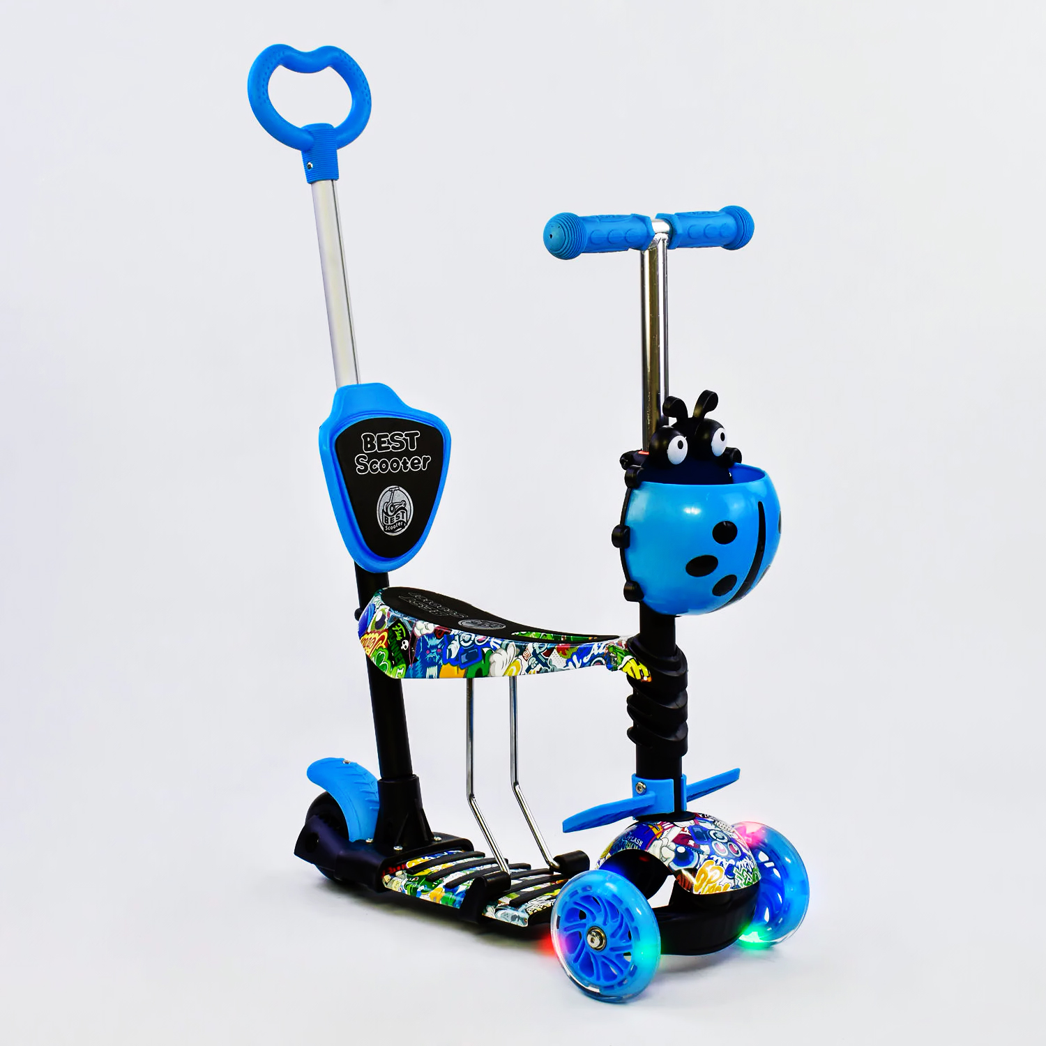 Самокат 5в1 Best Scooter (PU колеса с подсветкой) Абстракция Multicolor ...