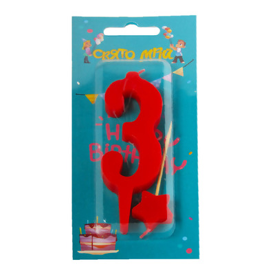 Аксесуари для свят - Свічка Свято мрій Цифра 3 (60548)