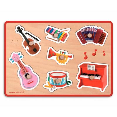Розвивальні іграшки - Розвивальні музичні пазли Janod Музичні інструменти дерево (J07053)