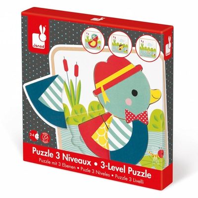 Развивающие игрушки - Пазл трехуровневый Janod Уточка (J07030)