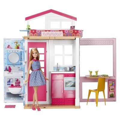 Меблі та будинки для ляльок - Переносний будиночок з лялькою Barbie (DVV48)