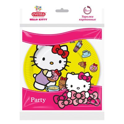 Аксесуари для свят - Тарілки паперові EVENTA Hello Kitty 18 см 6 шт (38216910) (38222000)