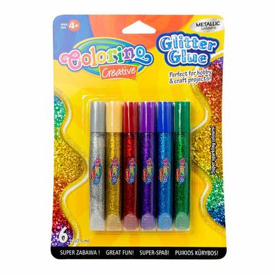 Канцтовары - Клей с блестками Colorino металлик 10.5 мл 6 шт (68826PTR)