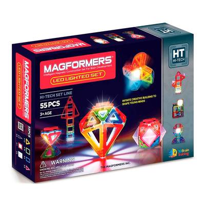 Магнітні конструктори - Магнітний конструктор Набір з ЛЕД підсвіткою Magformers 55 елементів (709001)