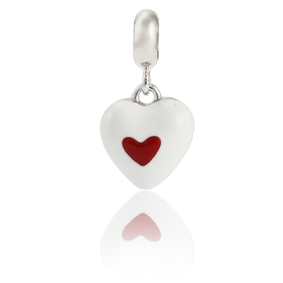 Ювелірні прикраси - Підвіска UMa & UMi Серце у серці срібло червоно-біла 40 см (4184538826663)