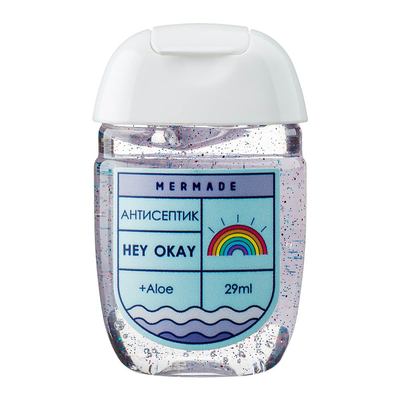 Антисептики и маски - Антисептик-гель для рук Mermade Hey Okay 29 мл с блестками (MR0028)