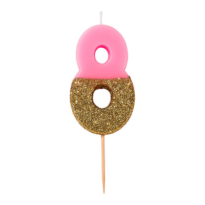 Аксессуары для праздников - Свечка для торта Talking tables Цифра 8 розовая (BDAY-CANDLE-8) (5052715090741)