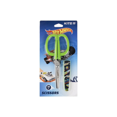 Канцтовары - Ножницы детские Kite Hot Wheels в футляре 13 см (HW21-124)