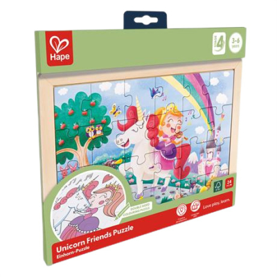 Пазлы - Пазл Hape Единороги с раскраской 24 элемента (E1642)