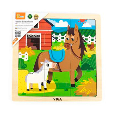 Пазлы - Пазл деревянный Viga Toys Лошадки 9 деталей (44624)