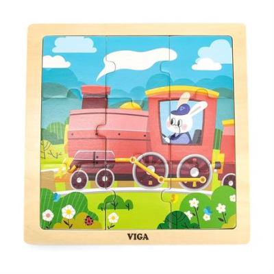 Пазлы - Пазл деревянный Viga Toys Паровозик с зайкой 9 деталей (44631)