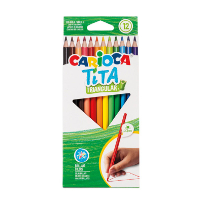 Канцтовары - Набор цветных карандашей Carioca Tita трехгранные 12 цветов (42786)