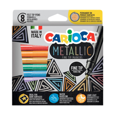 Канцтовары - Набор фломастеров Carioca Metallic 8 цветов (43162)