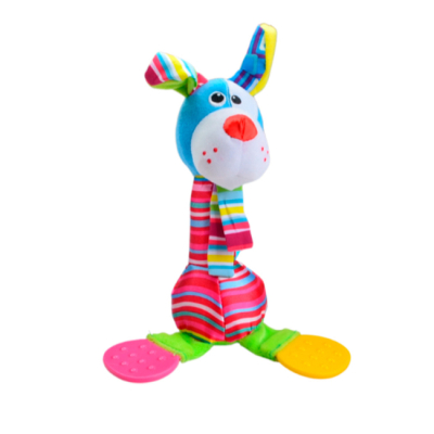 Погремушки, прорезыватели - Мягкая игрушка-погремушка Lindo с прорезывателем собачка (6954690010044)