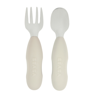 Товари для догляду - Набір столових приборів Beaba ложка та виделка сірий (913581)