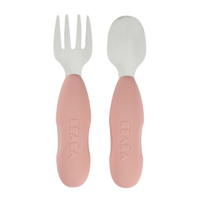 Товари для догляду - Набір столових приборів Beaba ложка та виделка рожевий (913596)