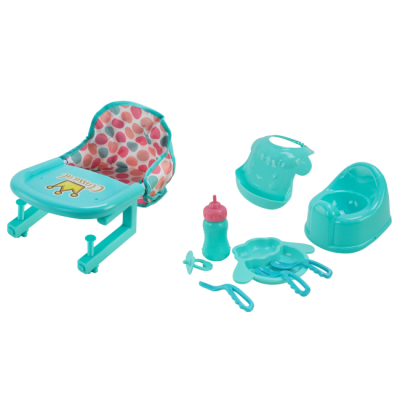 Меблі та будиночки - Стільчик для годування Країна Іграшок з аксесуарами бірюзовий (5881)