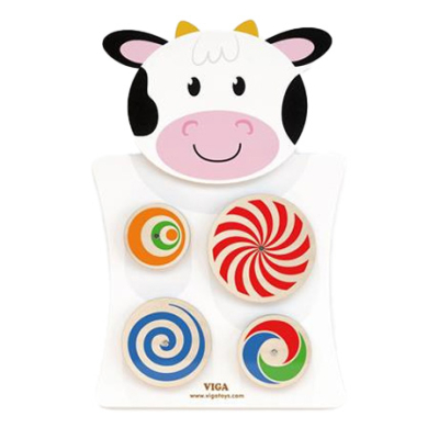 Развивающие игрушки - Бизиборд Viga Toys Коровка с кругами (50677FSC)
