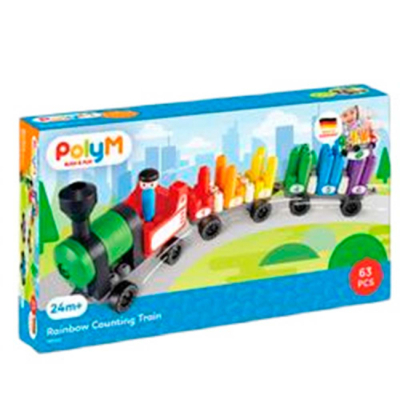 Конструктори з унікальними деталями - Конструктор PolyM Веселковий поїзд з цифрами (760022)