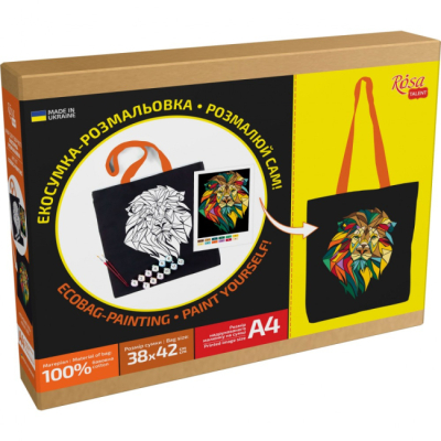 Наборы для творчества - Набор для творчества Rosa Talent Экосумка-раскраска Неоновый лев (N0003658)
