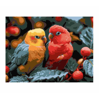 Товары для рисования - Картина по номерам Strateg Попугай красно-желтый 30Х40 (4823113897345)