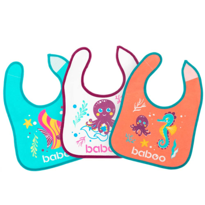 Детская посуда и аксессуары - Набор хлопковых нагрудников Baboo Sea Life (11-008)