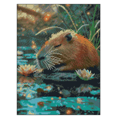 Мозаїка - Алмазна картина Strateg Спляча капібара (4823113898304)