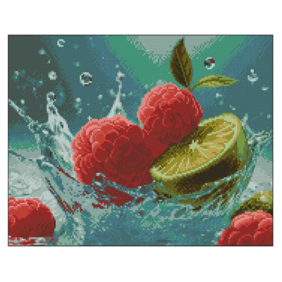 Мозаїка - Алмазна картина Strateg Малиново-лаймовий фреш (4823113897932)