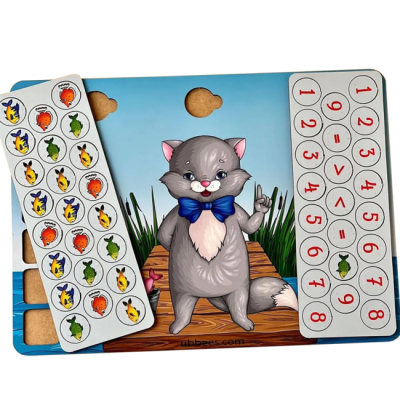 Настольные игры - Настольная игра "Ученый котик" Ubumblebees ПСД237 PSD237 математика больше-меньше (63963)