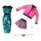 Одяг та аксесуари - Одяг Barbie Два вбрання Бірюзова із чорним сукня і рожева кофта із сірими шортами (FYW82/GHX63)