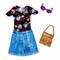 Одяг та аксесуари - Одяг Barbie Чорна кофтинка з квітами джинсові шорти окуляри та сумка (FYW85/FLP79)