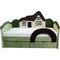 Дитячі меблі - Дитяче ліжко з бортиком Ribeka Будиночок + матрац Зелений (09K078)