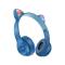 Портативні колонки та навушники - Навушники UKC Bluetooth з вушками та підсвічуванням Cat Miu Star P47 Сині (16341059346)
