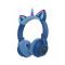 Портативные колонки и наушники - Беспроводные наушники с кошачьими ушками единорог CATEARS STN-27 LED Blue (STN27Blue)