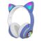 Портативные колонки и наушники - Полноразмерные наушники беспроводные Cat Headset M23 Bluetooth с RGB подсветкой и кошачьими ушками Blue (CPK 7695/3)