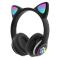 Портативные колонки и наушники - Полноразмерные наушники беспроводные Cat Headset M23 Bluetooth с RGB подсветкой и кошачьими ушками Black (CPK 7695/4)