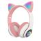Портативные колонки и наушники - Полноразмерные наушники беспроводные Cat Headset M23 Bluetooth с RGB подсветкой и кошачьими ушками Pink (CPK 7695)